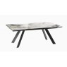 Grand Ontario Extending Dining Table 200/300 x 120 x 76 cm - Doro Marble -Black lacquered steel legs
