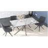 Influence Extending Dining Table 150/230 x 100 x 76 cm -Matt Marble -Black lacquered steel legs
