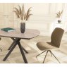 Kheops Extending Dining Table 130/190 - Argile - Black lacquered steel legs