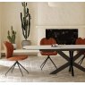 Phoenix Extending Dining Table 160/210 x 100 x 76 cm (FR) - Travertine - Black lacquered steel legs