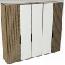 Linear Hinged Collection 5 Door Robe / Decking in carcase colour centred doors in white -216cm H