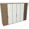 Linear Hinged Collection 6 Door Robe / Decking in carcase colourcentred doors in white -216cm H