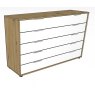 Linear Chest  of drawers 5 drawers - Front in white - 141cm Wide x 86cm High