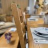 Tenby Oak Cross Leg Dining & 6 Ladder Back Chairs with Cushions