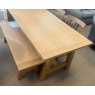 Deepdale 180cm Dining Table 2 x Extension 4 x Wooden Chairs 4 x Green Seat Pads 1 x 140cm Bench