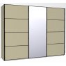 Callisto Plus 280cm Wide 3 doors 1 centred mirrored door 4 Panel Front Wooden and Mirrored Doors