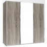 Durban Sliding Wardrobe 225cm Wide 3 Doors Handles in Silver 1 Centre Mirror Door