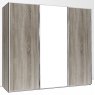 Durban Sliding Wardrobe 250cm Wide 3 Doors Handles in Silver 1 Centre Mirror Door