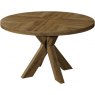 Chevron Rustic Oak 125cm - Circular Table  - WOODEN LEGS