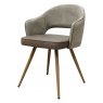 Dining Chair - Beige Fabric & Vintage Stone Faux Leather
