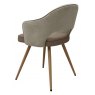Dining Chair - Beige Fabric & Vintage Stone Faux Leather