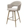 Gallery Bar Stool - Beige Fabric & Ivory Faux Leather Seat Height - 67cm