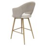 Bar Stool - Beige Fabric & Ivory Faux Leather Seat Height - 67cm