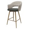 Bar Stool - Beige Fabric & Olive Faux Leather Seat Height - 67cm