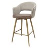 Bar Stool - Beige Fabric & Vintage Stone Faux Leather Seat Height - 67cm