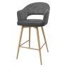 Gallery Bar Stool - Grey Fabric & Dark Grey Faux Leather Seat Height - 67cm