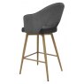 Bar Stool - Grey Fabric & Dark Grey Faux Leather Seat Height - 67cm
