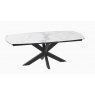 Extending Dining Table 130/170 x 100 x 76 cm - Matt Marble - Black lacquered steel legs