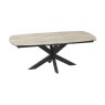 Extending Dining Table 130/170 x 100 x 76 cm - Travertine - Black lacquered steel legs