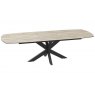 Extending Dining Table 130/170 x 100 x 76 cm - Travertine - Black lacquered steel legs