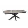 Extending Dining Table 130/170 x 100 x 76 cm - Breccia Glossy - Black lacquered steel legs