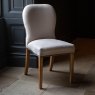 Pavilion Dining Chair - Natural Linen Grey oil legs & Brass Studs.
