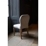 Pavilion Dining Chair - Natural Linen Grey oil legs & Brass Studs.