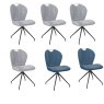 New York 6 Swivel Dining Chairs 4 Grey 2 Blue