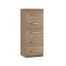 Malta Bedroom 5 Drawer Narrow Chest  Finish - Bardolino Oak