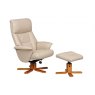 Swivel Recliner Chair & Footstool  Pu Cafe Latte