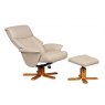 Swivel Recliner Chair & Footstool  Pu Cafe Latte