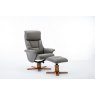 Singapore Swivel Recliner and Footstool .  Faux Leather Grey