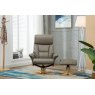 Swivel Recliner and Footstool . Grey Faux Leather