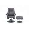 Tampa Swivel Recliner Collection Swivel Recliner and Footstool Granite/Chrome